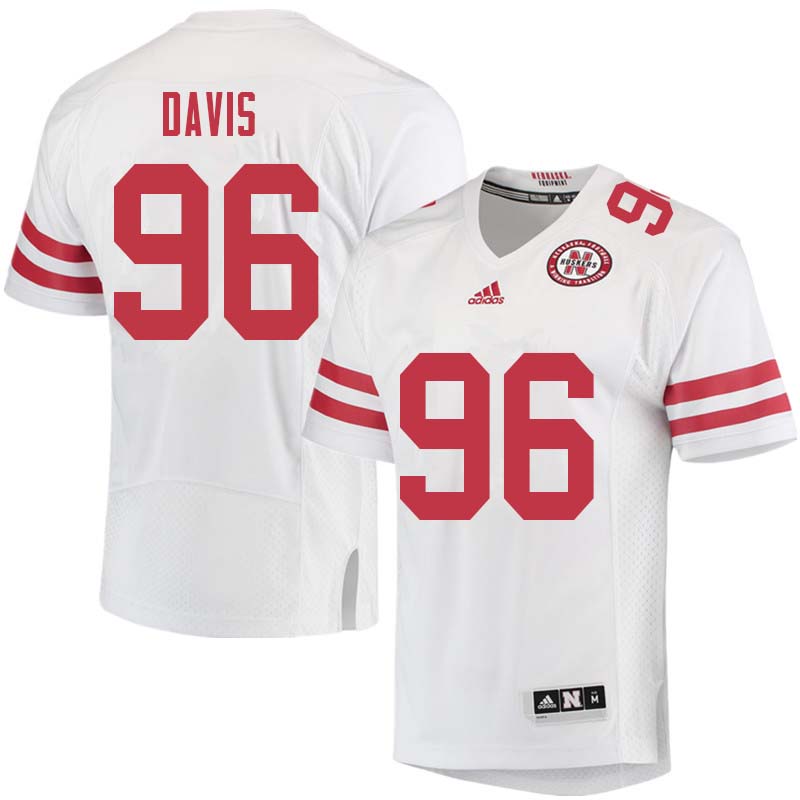 Men #96 Carlos Davis Nebraska Cornhuskers College Football Jerseys Sale-White